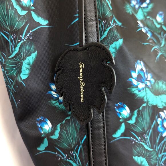 Tommy Bahama Siesta Key Black Water Lilies Zip Tote Tropical Nature Floral - Picture 4 of 12